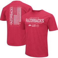 Men's Colosseum Heather Cardinal Arkansas Razorbacks OHT Military Appreciation Flag 2.0 T-Shirt