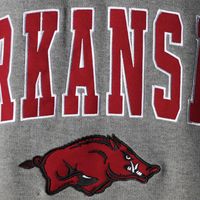 Men's Colosseum Heather Gray Arkansas Razorbacks Arch & Logo Crew Neck Sweatshirt