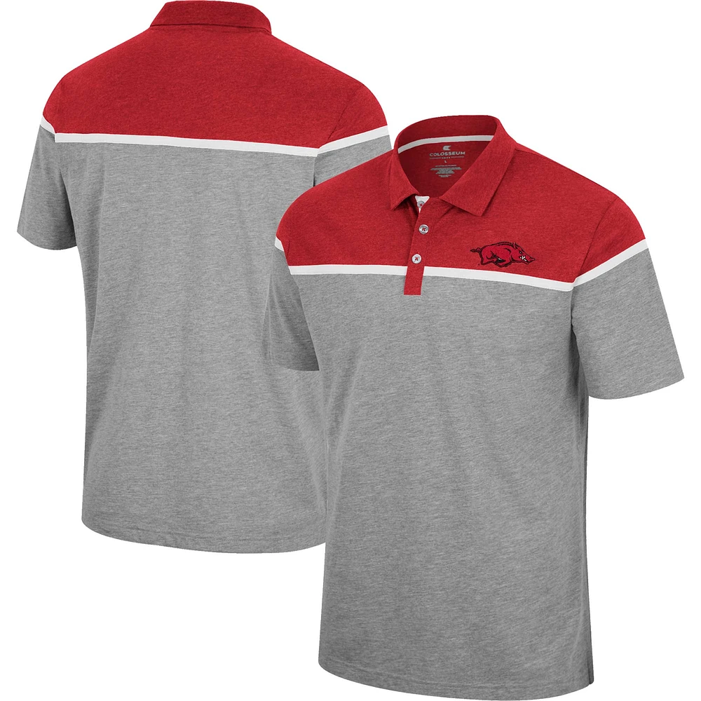 Men's Colosseum Heather Gray Arkansas Razorbacks Chamberlain Polo