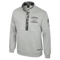 Men's Colosseum Heather Gray Arkansas Razorbacks OORAH OHT Military Appreciation Fleece Quarter-Zip Jacket