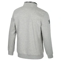 Men's Colosseum Heather Gray Arkansas Razorbacks OORAH OHT Military Appreciation Fleece Quarter-Zip Jacket