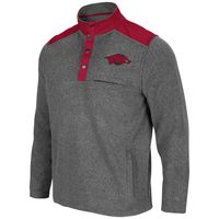 Men's Colosseum Heathered Charcoal/Cardinal Arkansas Razorbacks Huff Snap Pullover