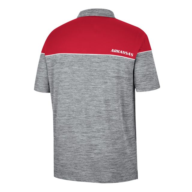 Polo Colosseum Heathered Grey/Cardinal Arkansas Razorbacks Birdie pour homme