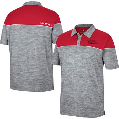 Men's Colosseum Heathered Gray/Cardinal Arkansas Razorbacks Birdie Polo