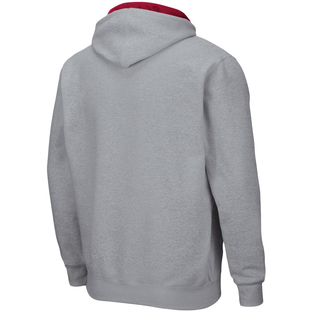 Men's Colosseum Heathered Gray Arkansas Razorbacks Arch & Logo 3.0 Full-Zip Hoodie