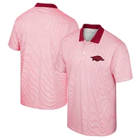 Polo à rayures Colosseum White/Cardinal Arkansas Razorbacks pour homme