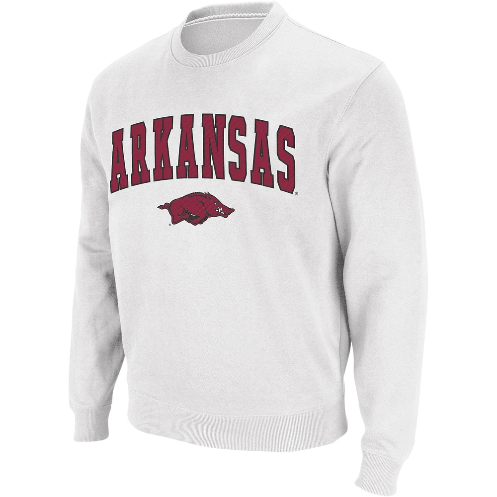 Colosseum Arkansas Razorbacks Arch & Logo Crew Neck Sweat-shirt pour homme en blanc