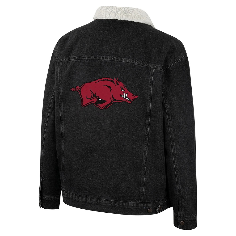 Veste en jean Colosseum x Wrangler Arkansas Razorbacks Western boutonnée pour homme