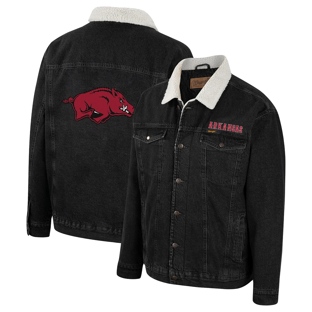 Veste en jean Colosseum x Wrangler Arkansas Razorbacks Western boutonnée pour homme