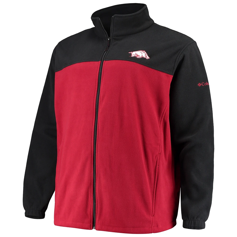 Columbia Black/Cardinal Arkansas Razorbacks Big & Tall Flanker III Fleece Full-Zip Jacket