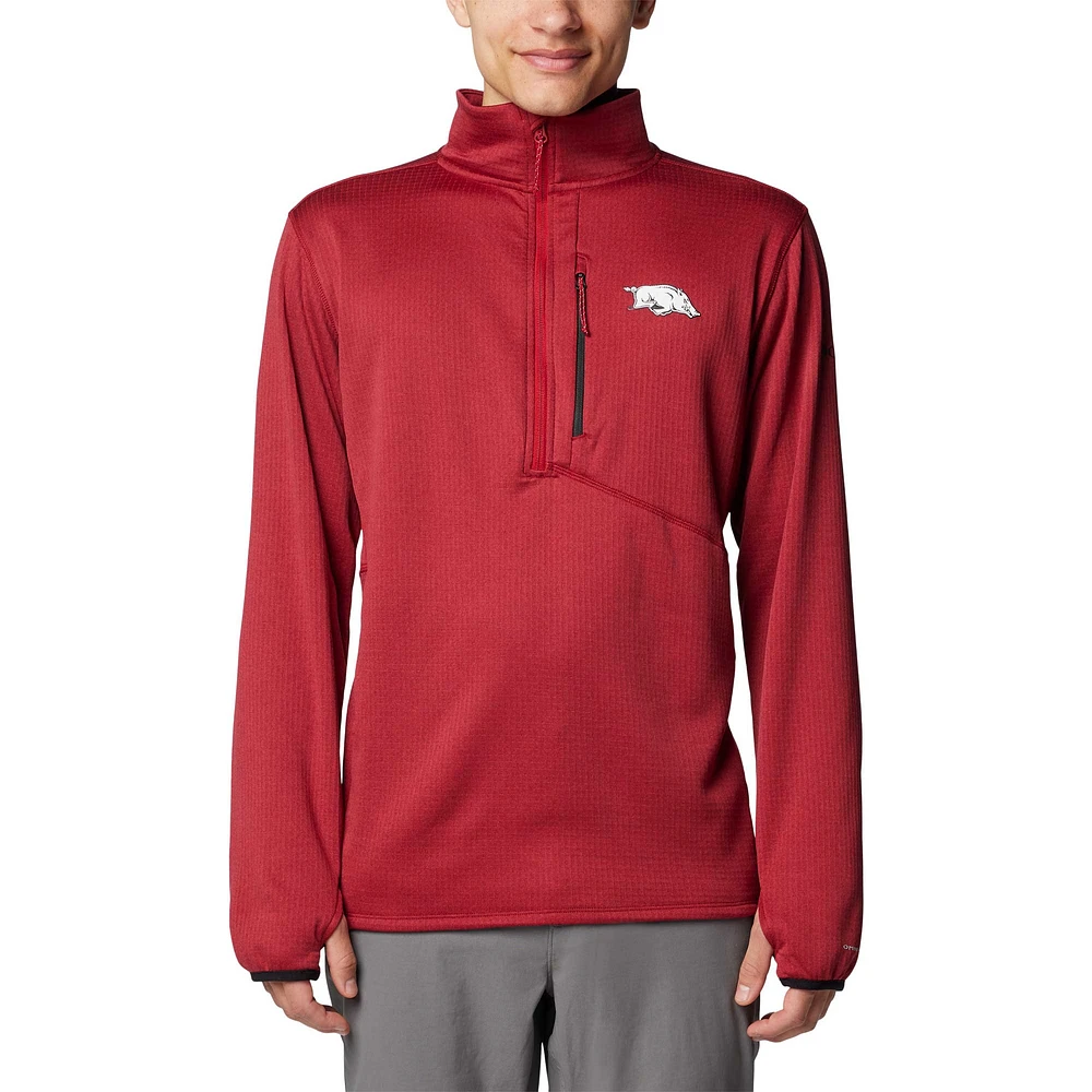 Veste polaire Omni-Wick à demi-zip Columbia Cardinal Arkansas Razorbacks Park View Grid pour homme