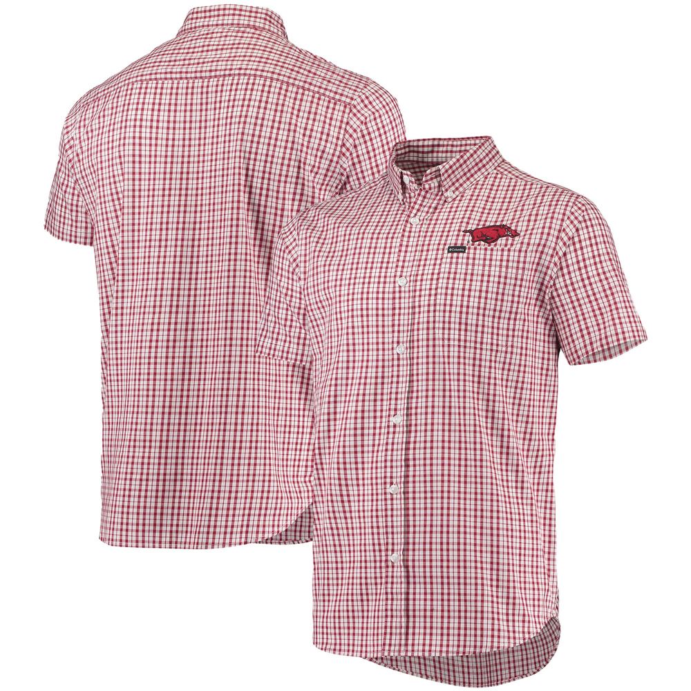 Men's Columbia Cardinal Arkansas Razorbacks Rapid Rivers Logo Button-Down Shirt