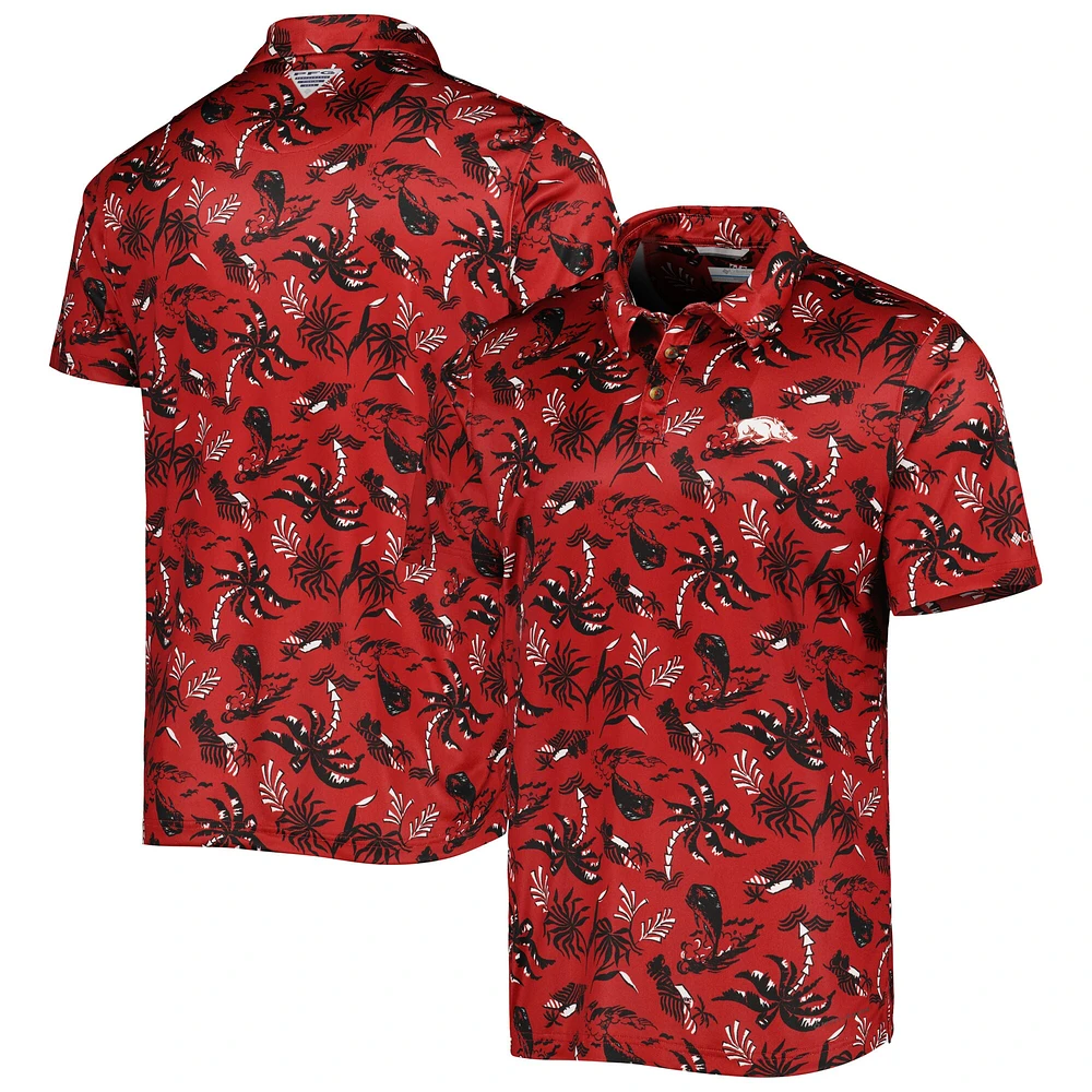 Polo Columbia Cardinal Arkansas Razorbacks Super Terminal Tackle Omni-Shade pour homme