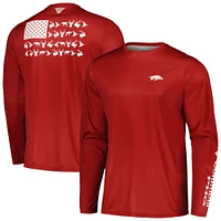 Columbia Cardinal Arkansas Razorbacks Terminal Shot Omni-Shade Omni-Wick T-shirt à manches longues pour homme