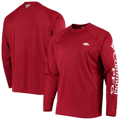 Columbia Cardinal Arkansas Razorbacks Terminal Tackle Omni-Shade Raglan T-shirt à manches longues pour homme