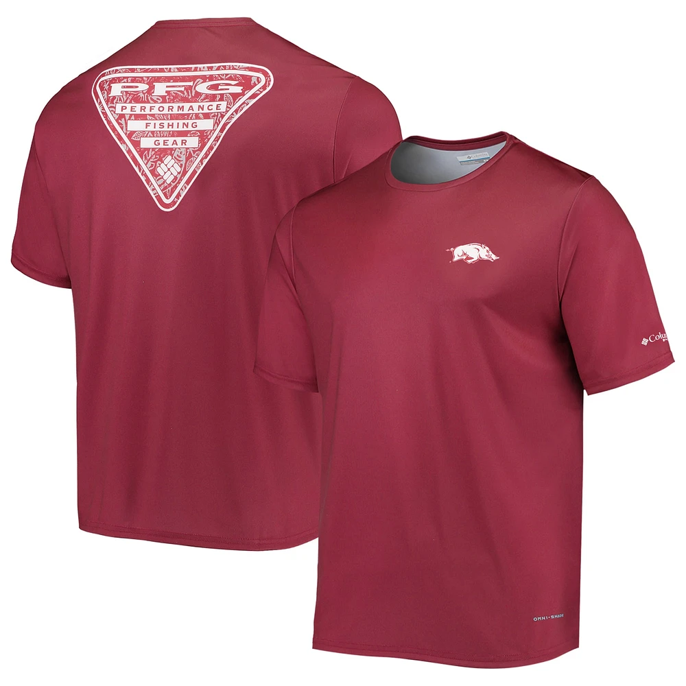 T-shirt Columbia Cardinal Arkansas Razorbacks Terminal Tackle Omni-Shade pour homme