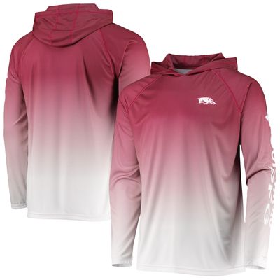 Men's Columbia PFG Cardinal Arkansas Razorbacks Terminal Tackle Omni-Shade UPF 50 Long Sleeve Hooded Top