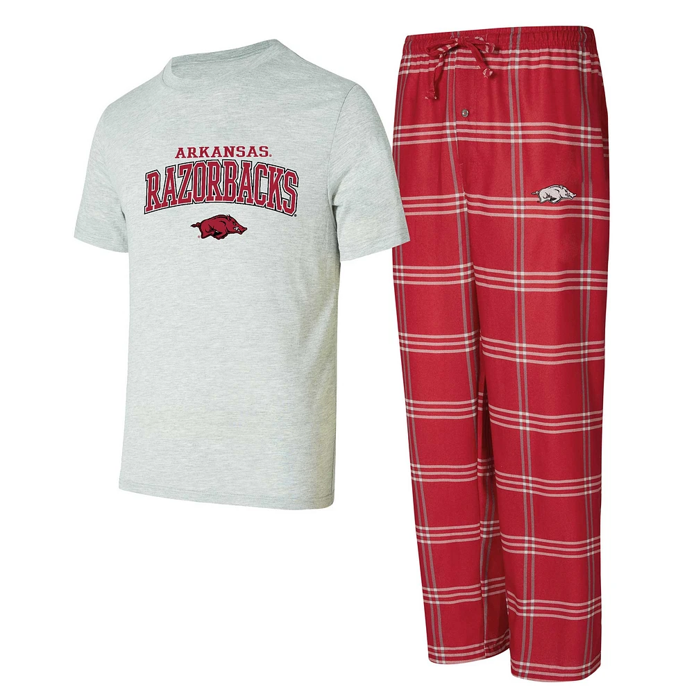 Ensemble de nuit pour homme Concepts Sport Arkansas Razorbacks avec t-shirt et pantalon