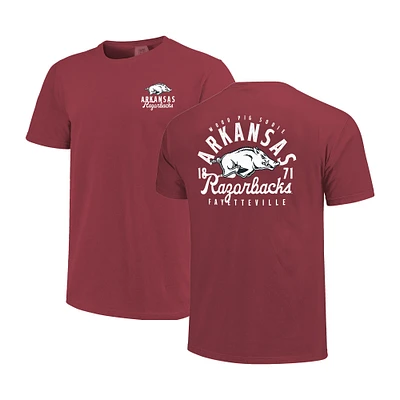 Men's Crimson Arkansas Razorbacks Comfort Colors Mascot Overlay T-Shirt