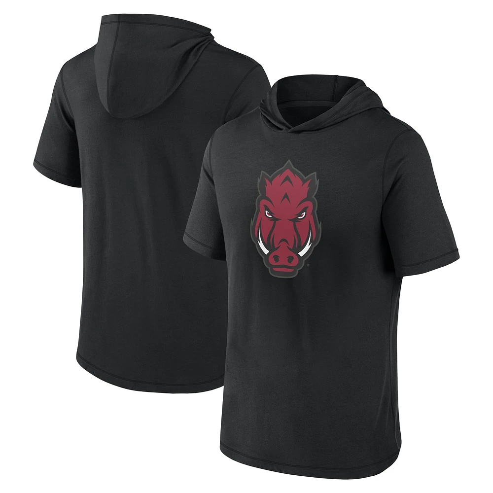 T-shirt à capuche noir avec logo principal des Razorbacks de l'Arkansas Fanatics pour hommes