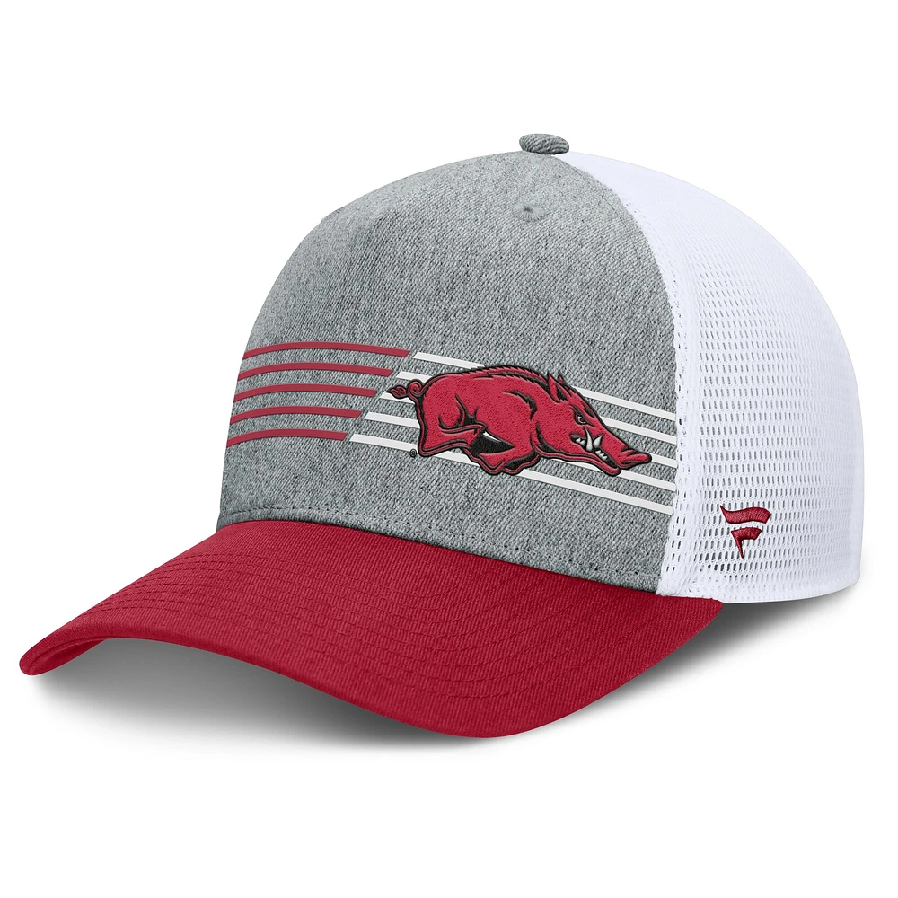 Casquette ajustable Fanatics Heather Gray/Cardinal Arkansas Razorbacks Profile Trucker pour homme