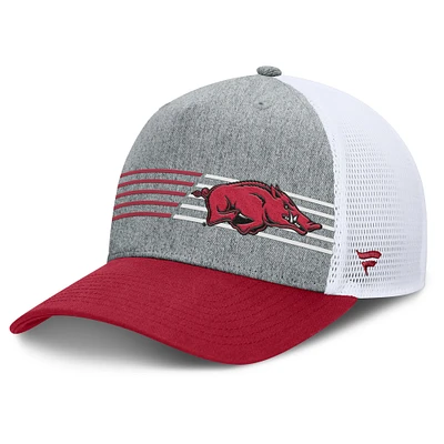 Casquette ajustable Fanatics Heather Gray/Cardinal Arkansas Razorbacks Profile Trucker pour homme