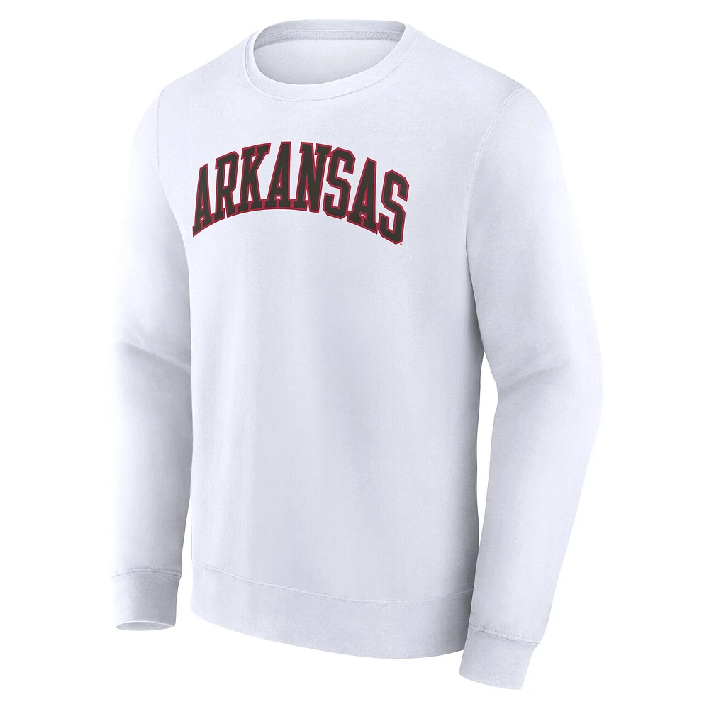 Men's Fanatics White Arkansas Razorbacks Short Name Pullover Sweatshirt