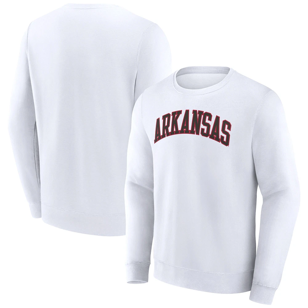 Men's Fanatics White Arkansas Razorbacks Short Name Pullover Sweatshirt