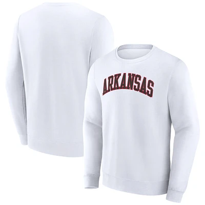 Men's Fanatics White Arkansas Razorbacks Short Name Pullover Sweatshirt