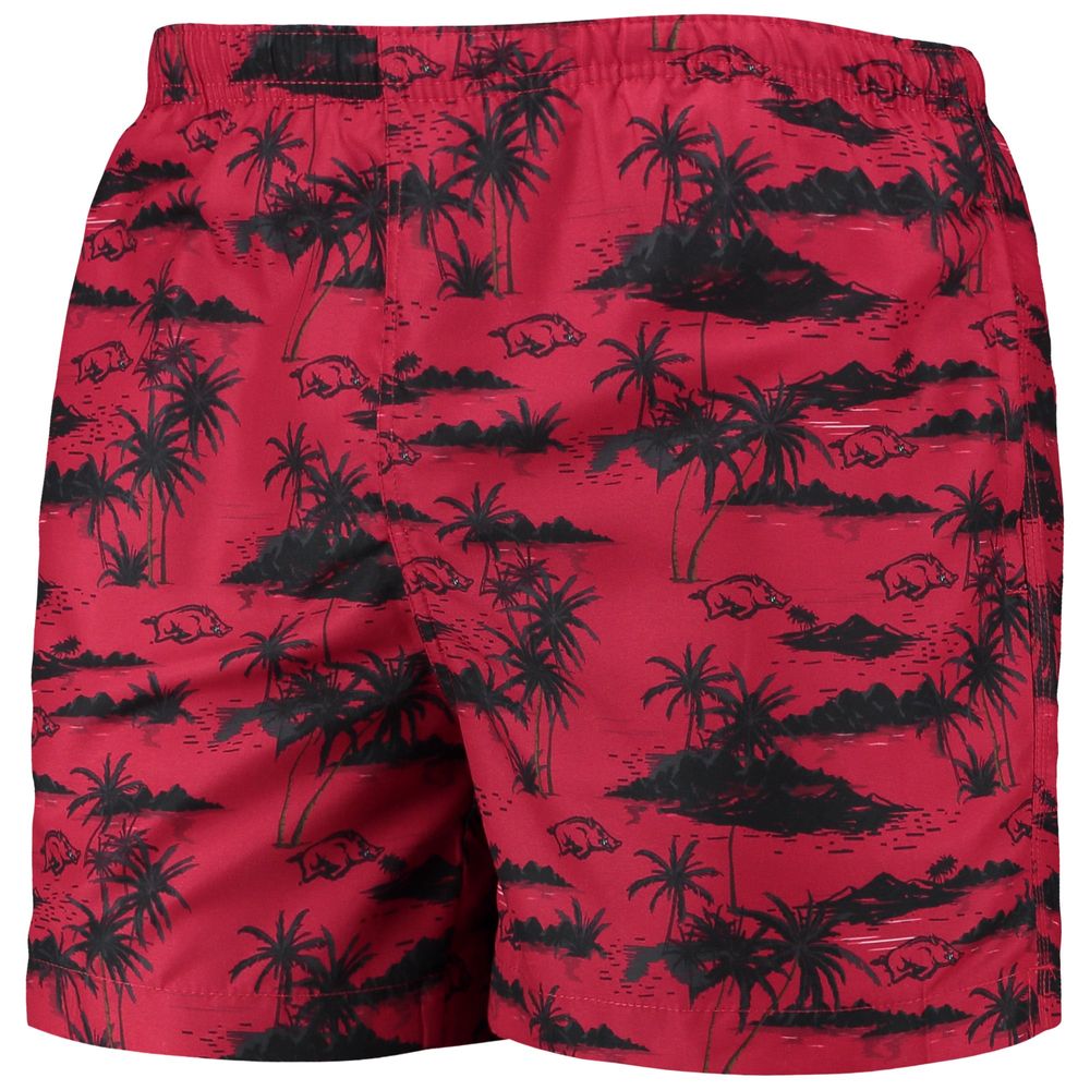 Men's FOCO Cardinal Arkansas Razorbacks Island Palm Swim Trunks