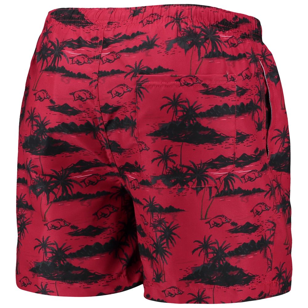 Men's FOCO Cardinal Arkansas Razorbacks Island Palm Swim Trunks