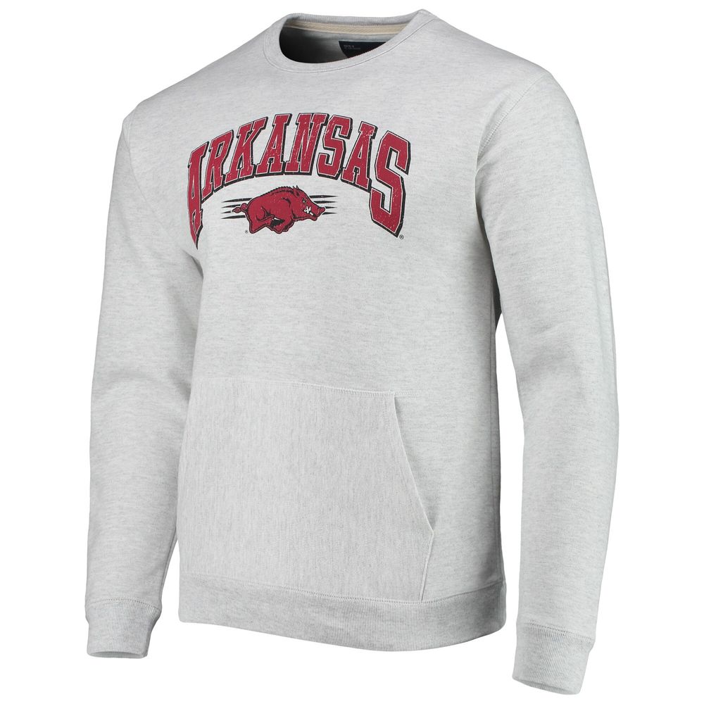 Men's League Collegiate Wear Heathered Gray Arkansas Razorbacks Upperclassman Pocket Pullover Sweatshirt