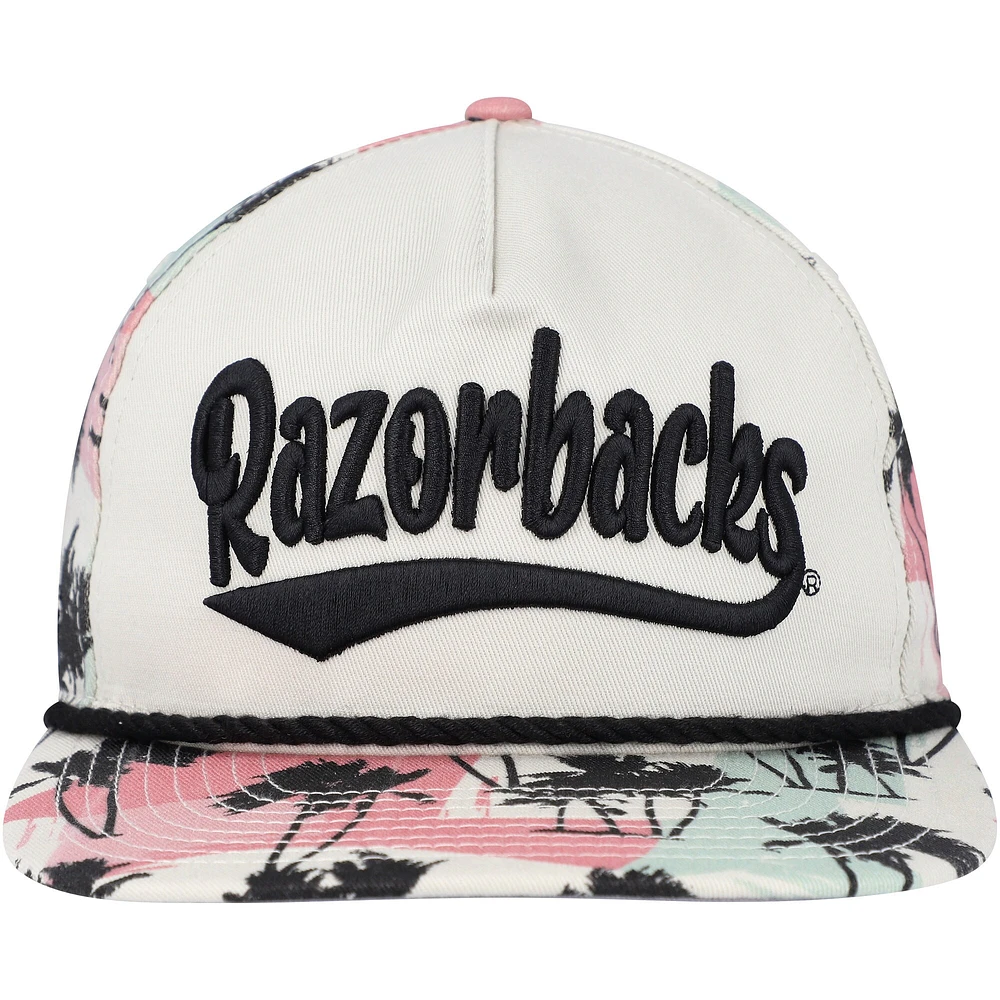 Casquette New Era crème Arkansas Razorbacks High Tide Golfer Snapback pour homme