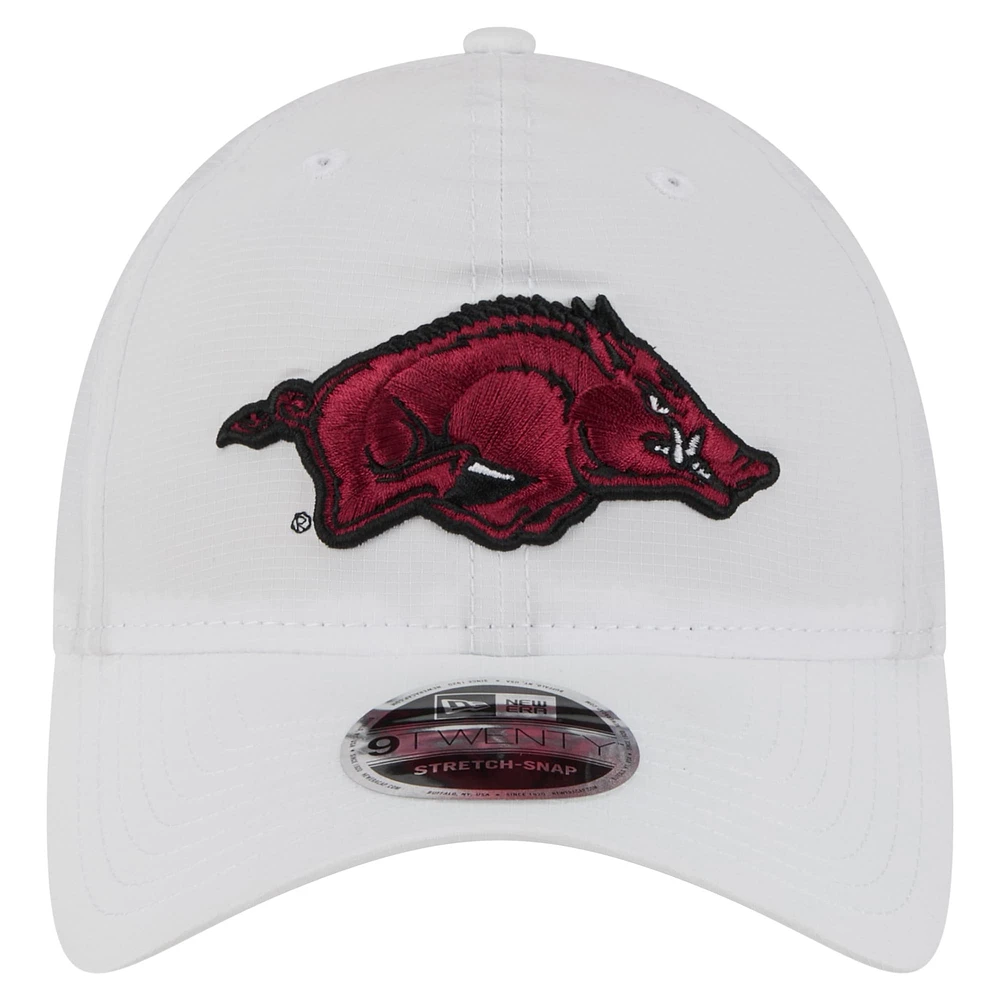 Men's New Era White Arkansas Razorbacks Active Ripstop 9TWENTY Adjustable Hat
