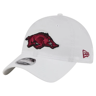 Men's New Era White Arkansas Razorbacks Active Ripstop 9TWENTY Adjustable Hat