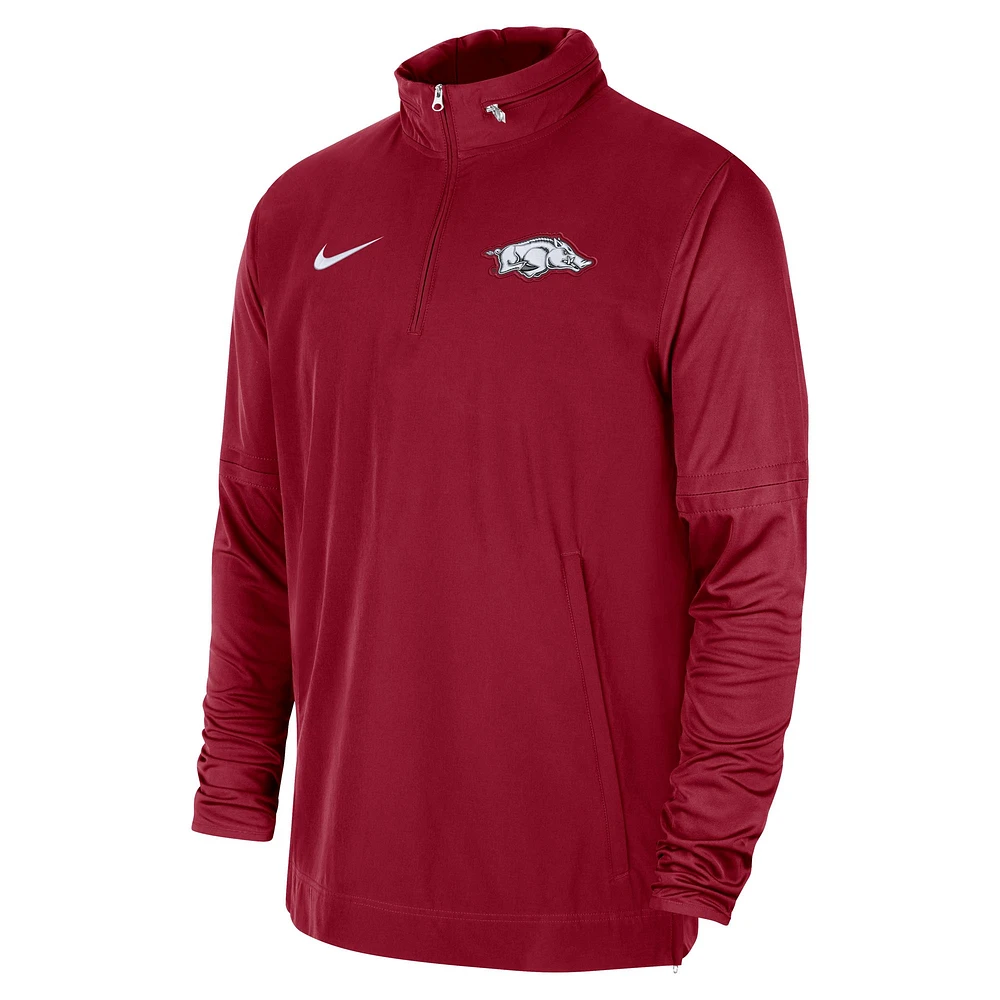 Men's Nike Cardinal Arkansas Razorbacks 2023 Coach Half-Zip Hooded Jacket