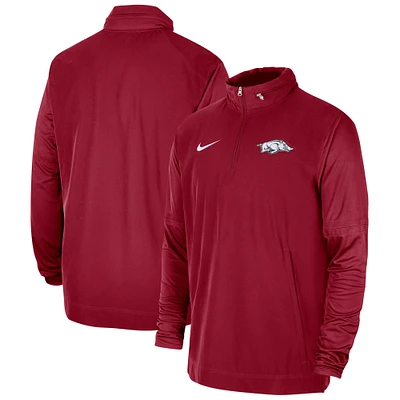 Men's Nike Cardinal Arkansas Razorbacks 2023 Coach Half-Zip Hooded Jacket