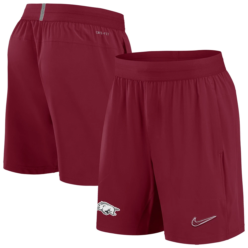 Men's Nike Cardinal Arkansas Razorbacks 2024/25 Sideline Performance Woven Shorts