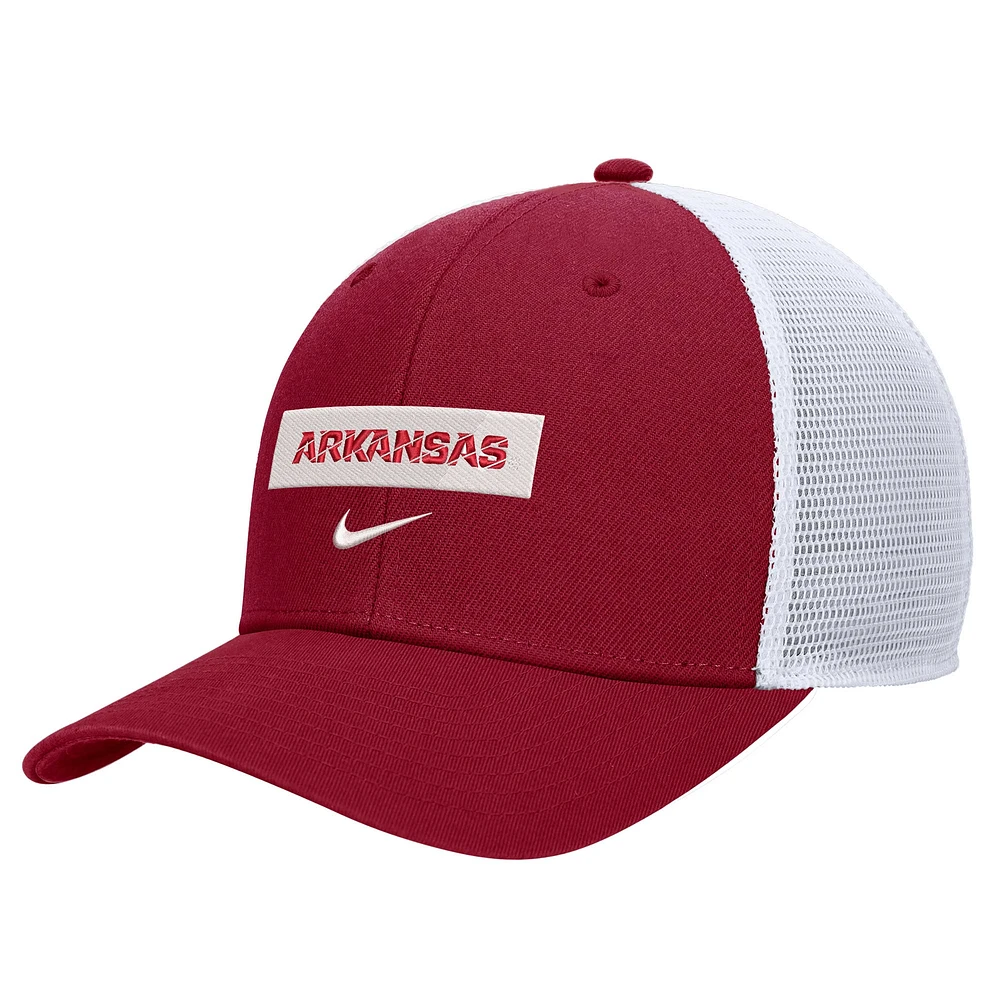 Men's Nike Cardinal Arkansas Razorbacks 2024/25 Sideline Rise Trucker Adjustable Hat