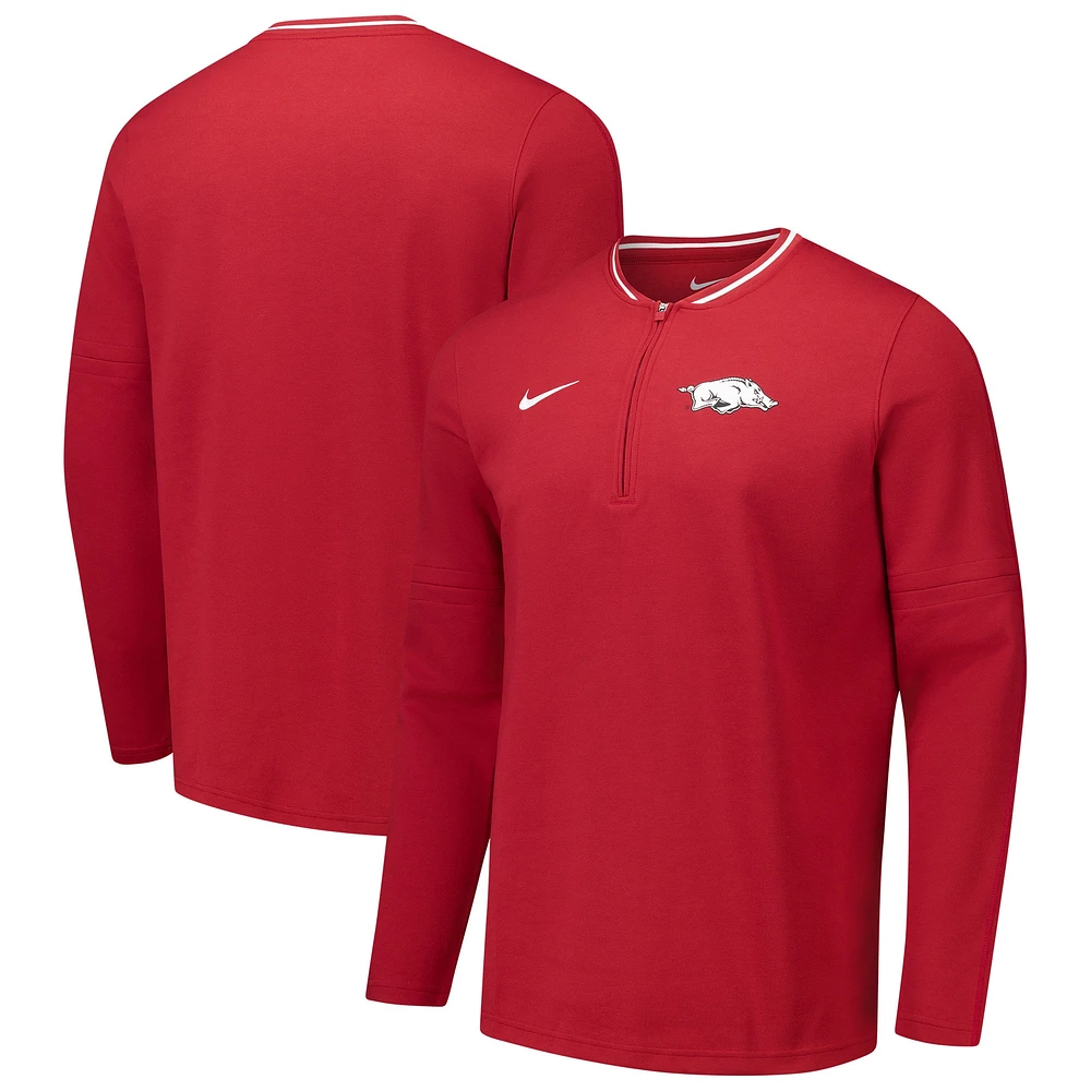 Veste Nike Cardinal Arkansas Razorbacks Coaches à quart de zip pour homme