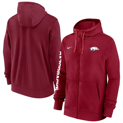 Men's Nike Crimson Arkansas Razorbacks 2024/25 Sideline Club Fleece Pullover Hoodie