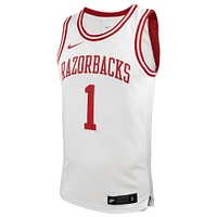 Maillot de basket-ball réplique Nike #1 Arkansas Razorbacks blanc pour homme