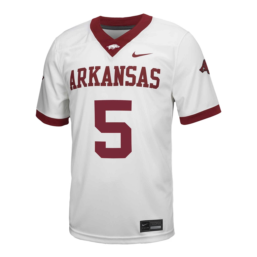 Maillot de football Nike #5 Arkansas Razorbacks Untouchable pour homme, blanc