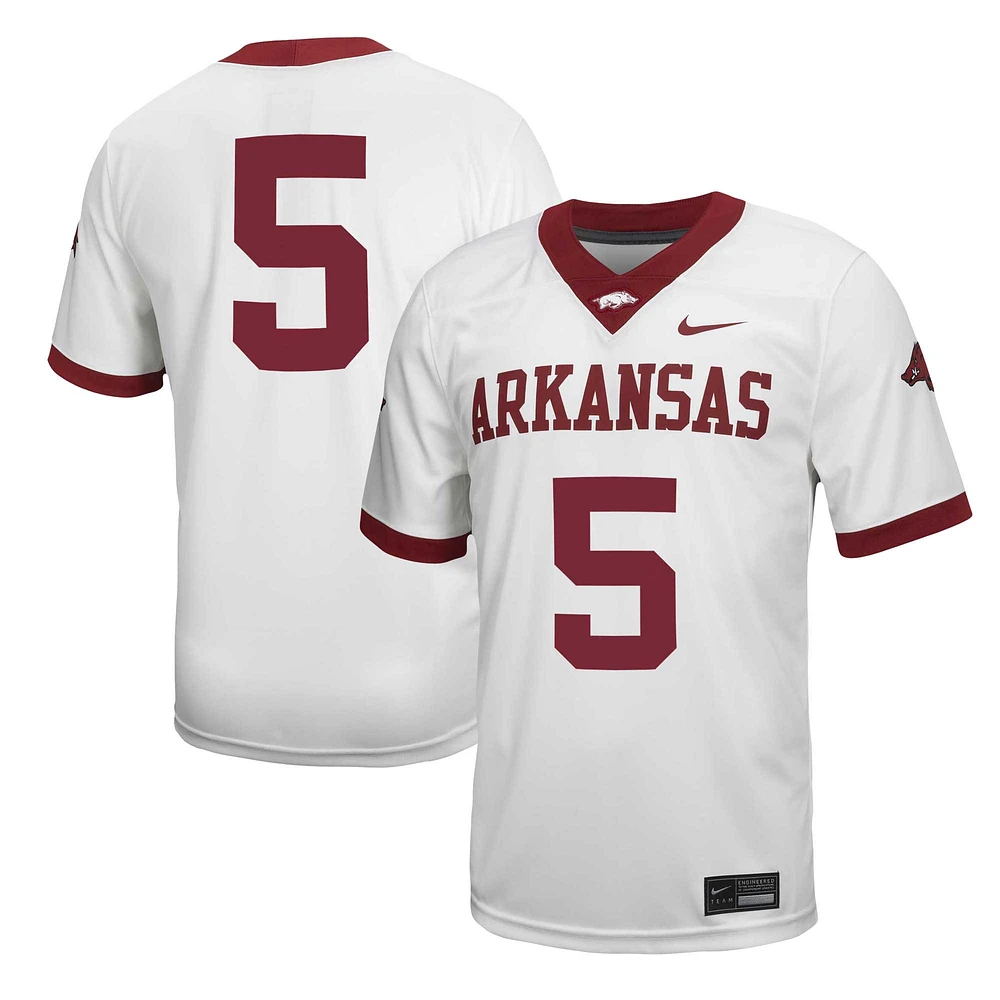 Maillot de football Nike #5 Arkansas Razorbacks Untouchable pour homme, blanc