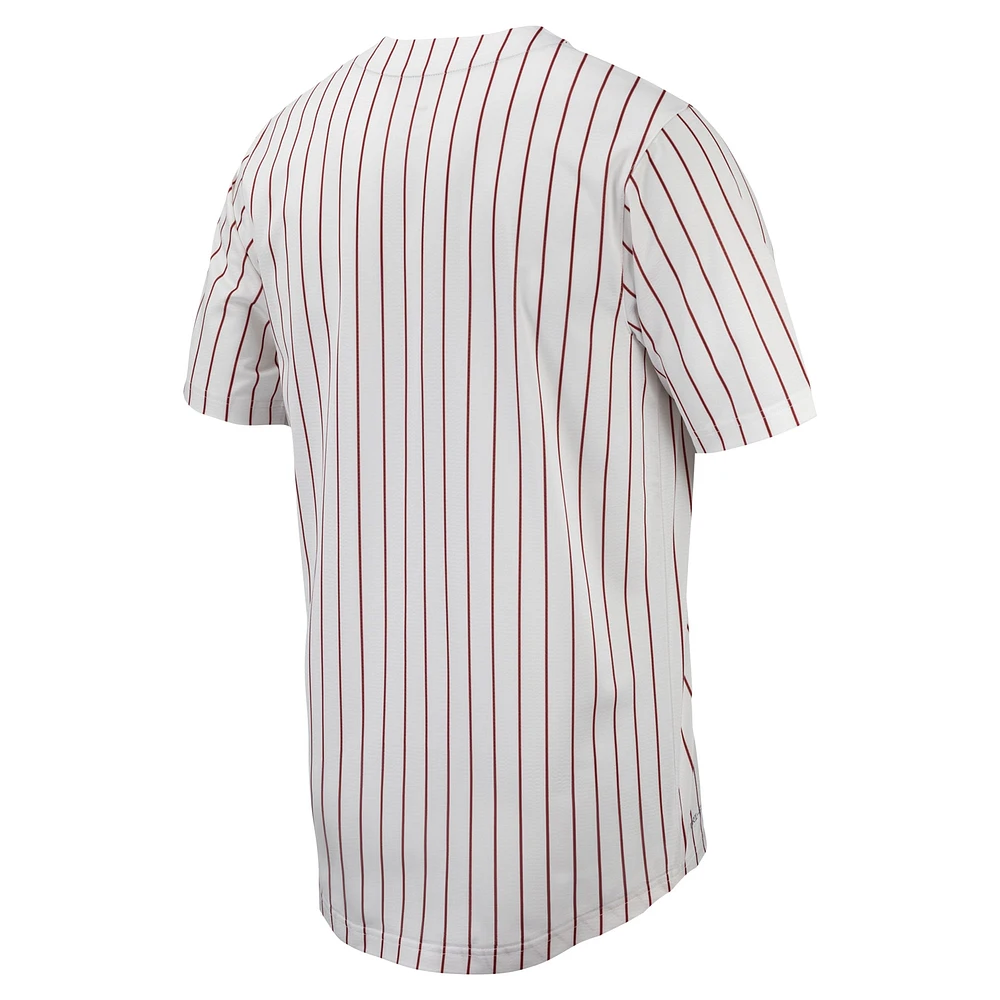 Men's Nike White Arkansas Razorbacks Pinstripe Replica Full-Button Baseball Jersey