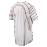 Men's Nike White Arkansas Razorbacks Pinstripe Replica Full-Button Baseball Jersey
