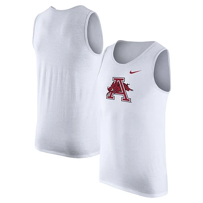 Men's Nike White Arkansas Razorbacks Vintage Logo Performance Tank Top