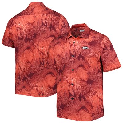 Men's Tommy Bahama Cardinal Arkansas Razorbacks Coast Luminescent Fronds IslandZone Button-Up Camp Shirt