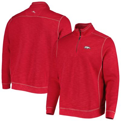 Men's Tommy Bahama Cardinal Arkansas Razorbacks Sport Tobago Bay Tri-Blend Mock Neck Half-Zip Jacket