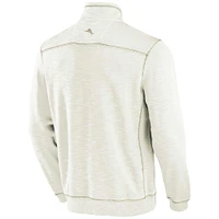 Men's Tommy Bahama Cream Arkansas Razorbacks Tobago Bay Half-Zip Tri-Blend Top